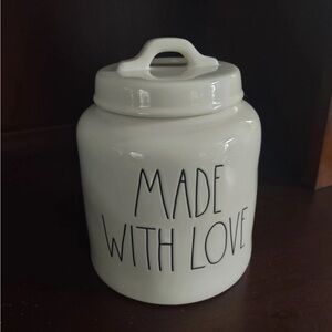 Rae Dunn made with love canister HTF